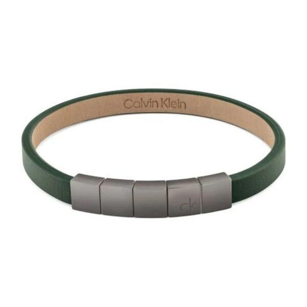 Bransoletka męska Calvin Klein Minimalistic Squares 35100063 skóra zielona