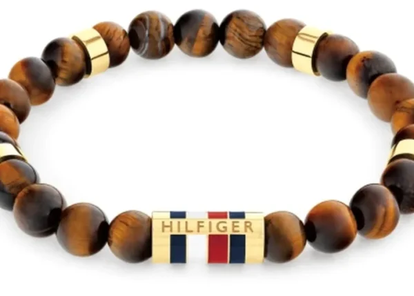 Bransoletka męska Tommy Hilfiger 2790714 stal złota z brązowymi kamieniami