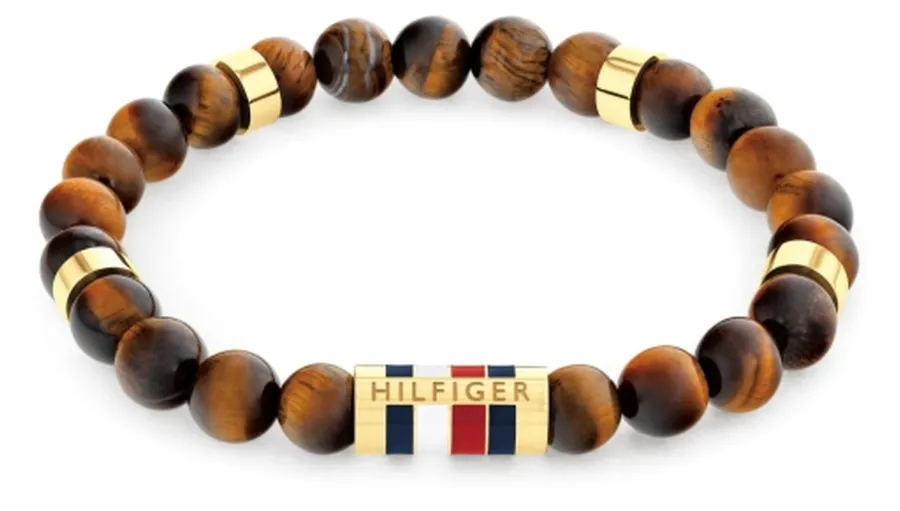 Bransoletka męska Tommy Hilfiger 2790714 stal złota z brązowymi kamieniami