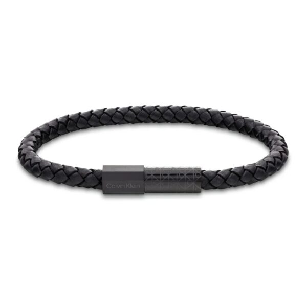 Bransoletka męska Calvin Klein Industrial Facets 35100088 skóra czarna