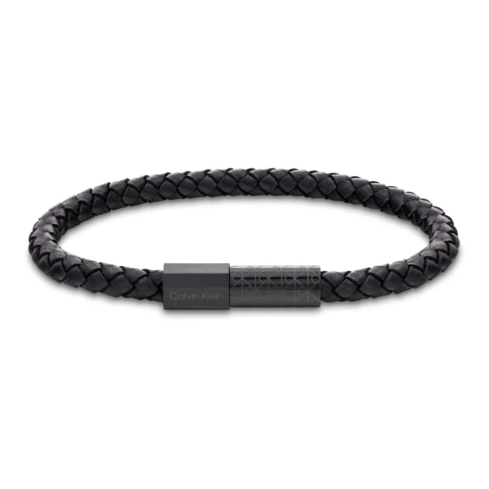 Bransoletka męska Calvin Klein Industrial Facets 35100088 skóra czarna
