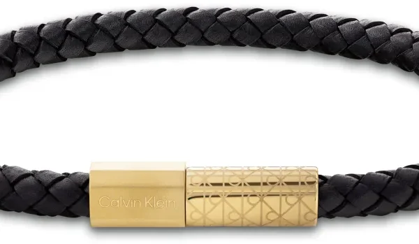 Bransoletka męska Calvin Klein Industrial Facets 35100087 skóra czarna