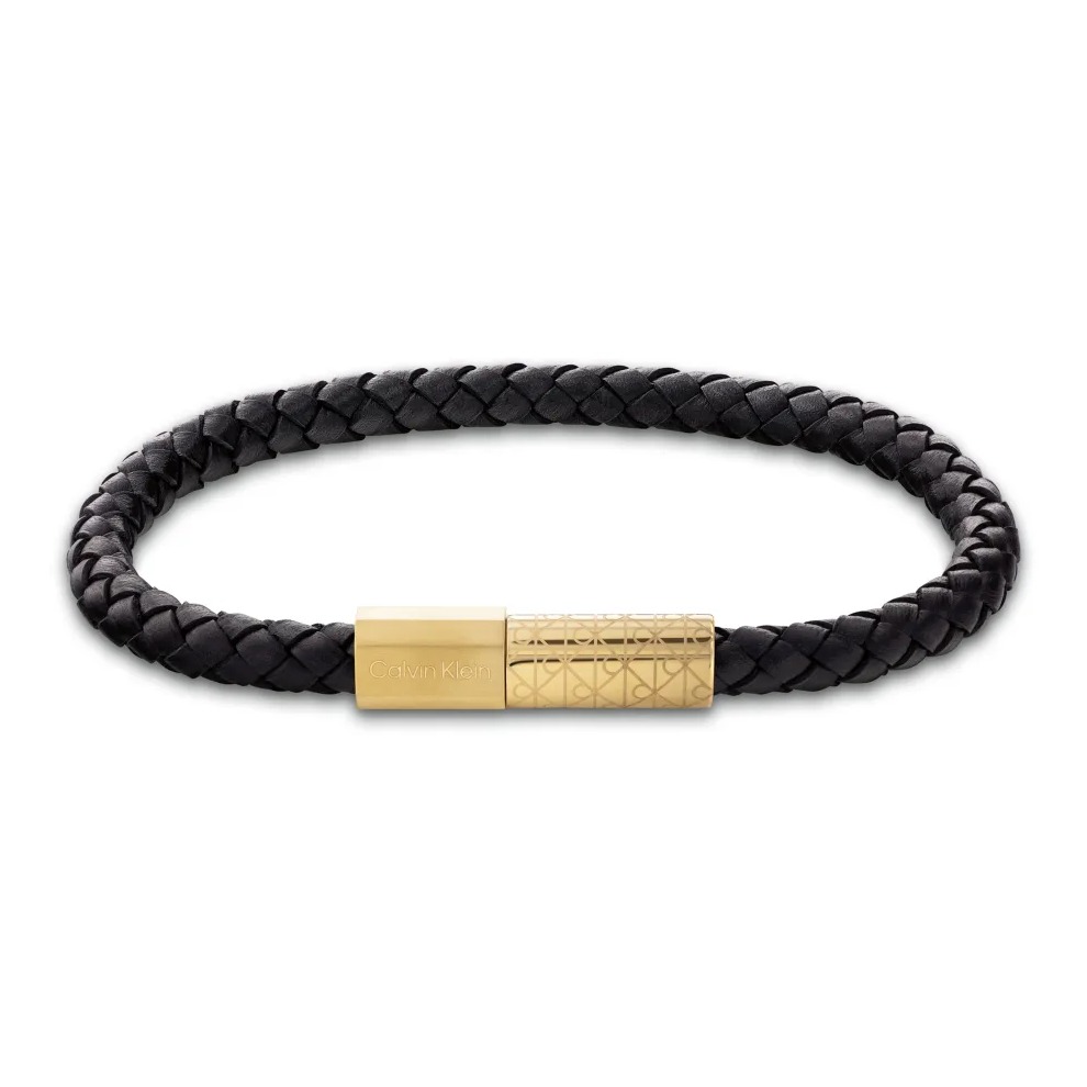 Bransoletka męska Calvin Klein Industrial Facets 35100087 skóra czarna