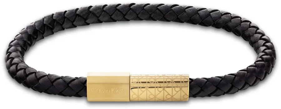 Bransoletka męska Calvin Klein Industrial Facets 35100087 skóra czarna