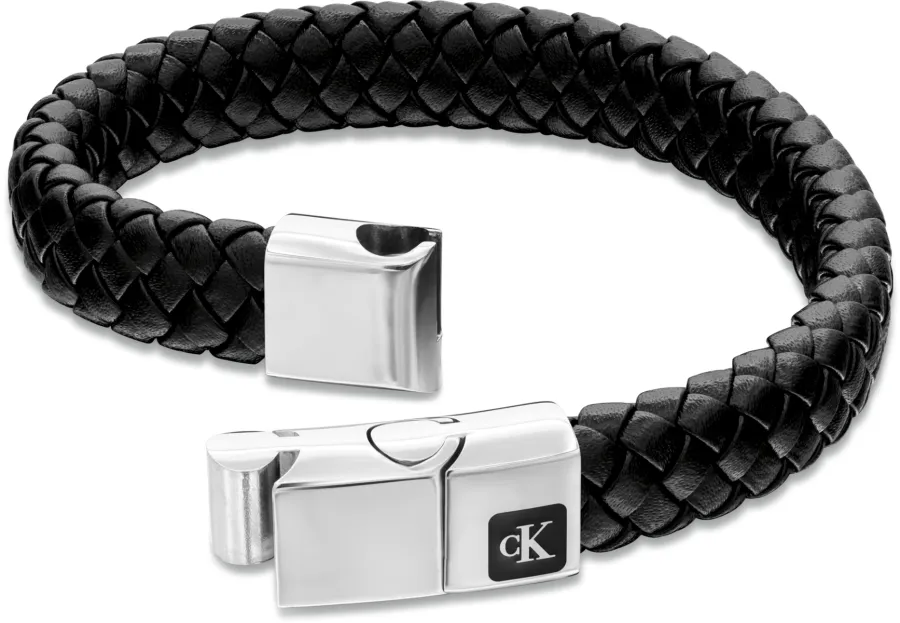 Bransoletka męska Calvin Klein CK Essential 35100113 skóra czarna – zbliżenie