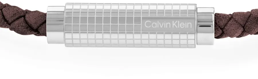 Bransoletka męska Calvin Klein Modern Grid 35000583 skóra brązowa – detal