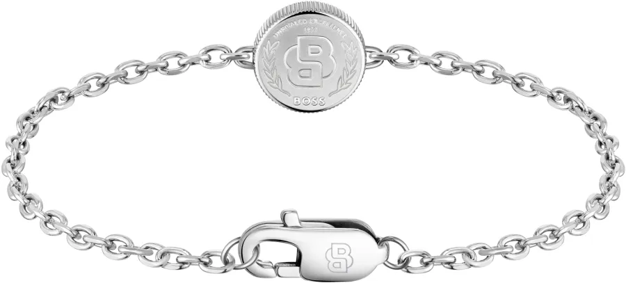 Bransoletka BOSS Double B Coin 1580763M stalowa – detal splotu i zapięcia
