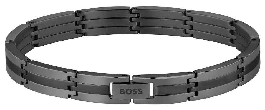 Bransoletka męska BOSS Brooks 1580804 ze stali szlachetnej w czarnym wykończeniu