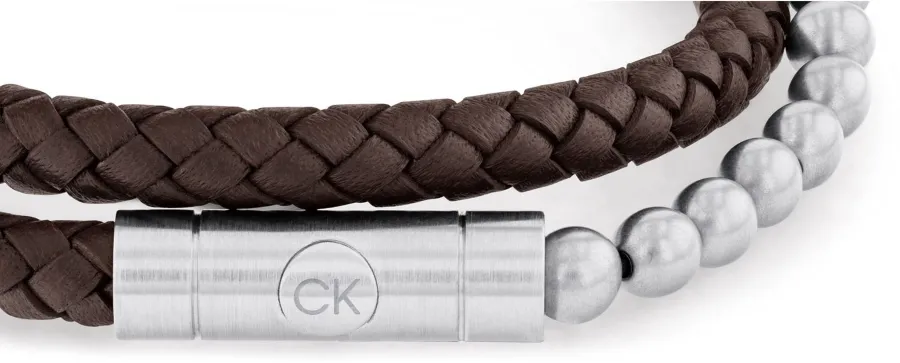 Bransoletka męska Calvin Klein CK Fuse 35100022 skóra czarna – detal zapięcia