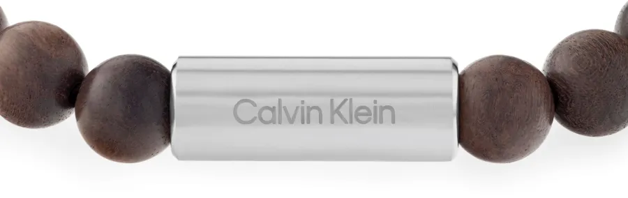Bransoletka męska Calvin Klein CK Beaded 35000426 stal i drewno czarna – detal