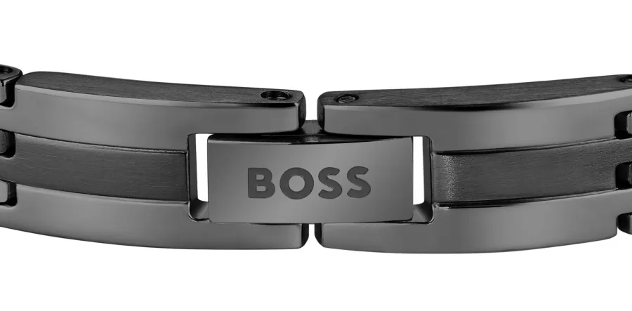 Bransoletka BOSS Brooks 1580804 czarna – zapięcie z logo BOSS