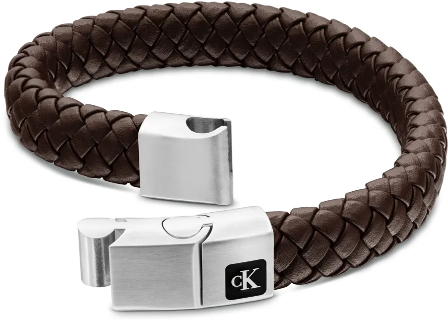 Bransoletka męska Calvin Klein CK Essential 35100116 skóra brązowa – zbliżenie