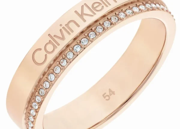 Pierścionek damski Calvin Klein Minimal Linear 35000202b stal w kolorze różowego złota
