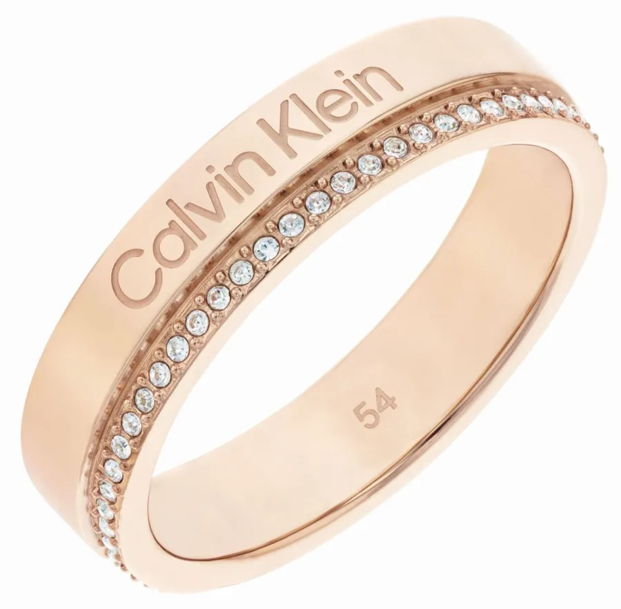 Pierścionek damski Calvin Klein Minimal Linear 35000202b stal w kolorze różowego złota
