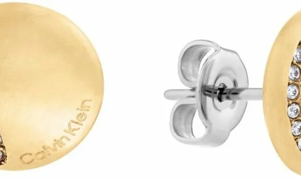 Kolczyki damskie Calvin Klein Minimal Circular 35000138 stal złota z kryształami