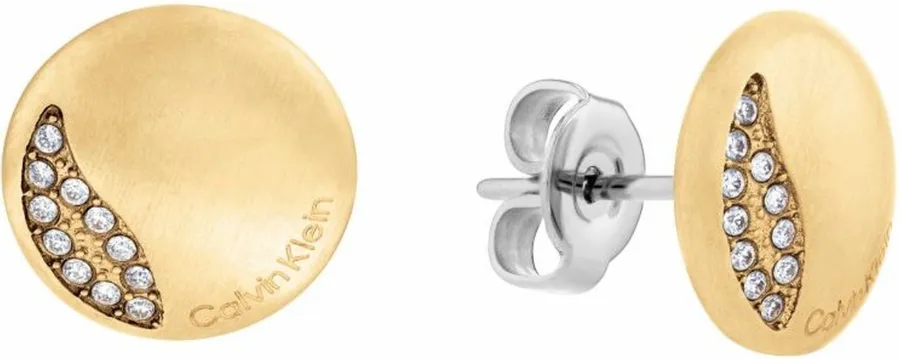 Kolczyki damskie Calvin Klein Minimal Circular 35000138 stal złota z kryształami