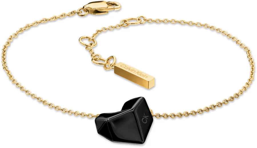 Bransoletka damska Calvin Klein Faceted Heart 35001001 stal złoto-czarna – zbliżenie