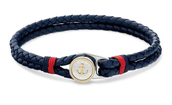 Bransoletka męska Tommy Hilfiger 2790691 granatowa skóra z czerwonym akcentem