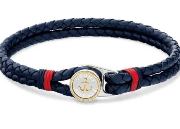 Bransoletka męska Tommy Hilfiger 2790691 granatowa skóra z czerwonym akcentem
