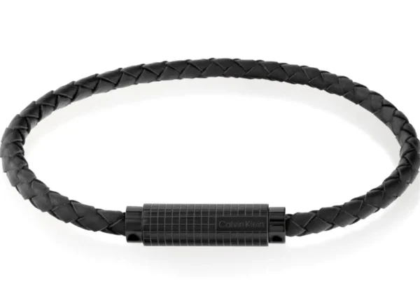 Bransoletka męska Calvin Klein Modern Grid 35000424 skóra czarna