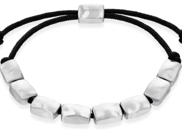 Bransoletka męska Calvin Klein CK Metallic Waves 35100035 stal i nylon czarny