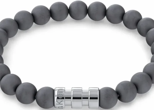 Bransoletka męska Calvin Klein Round Beaded Bracelet 35000105 stal i kamień szara