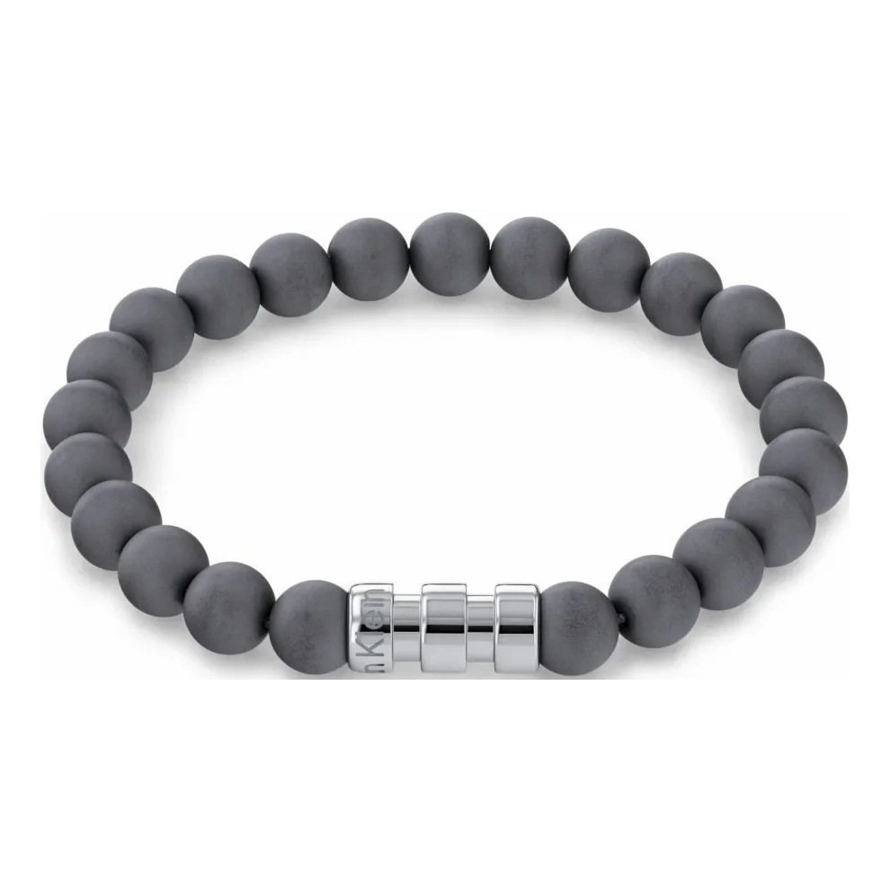 Bransoletka męska Calvin Klein Round Beaded Bracelet 35000105 stal i kamień szara