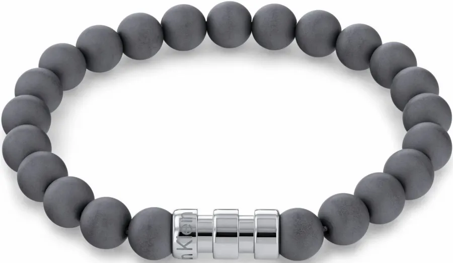 Bransoletka męska Calvin Klein Round Beaded Bracelet 35000105 stal i kamień szara