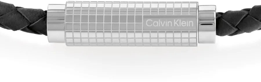 Bransoletka męska Calvin Klein Modern Grid 35000582 skóra czarna – detal
