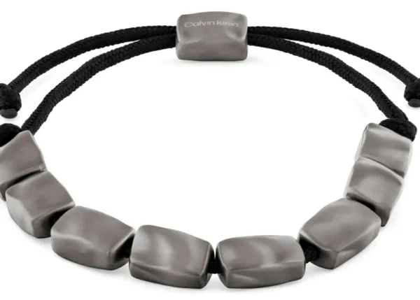 Bransoletka męska Calvin Klein CK Metallic Waves 35100034 stal i nylon grafitowy
