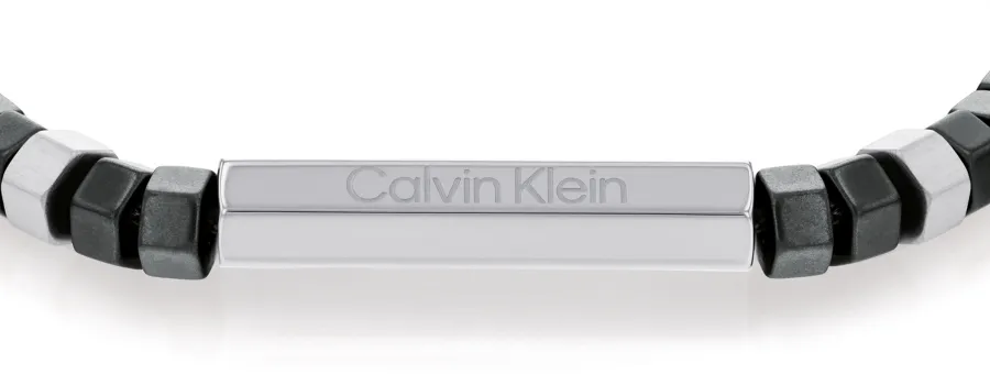 Bransoletka męska Calvin Klein Essential Shapes 35000278 stal srebrno-czarna – detal