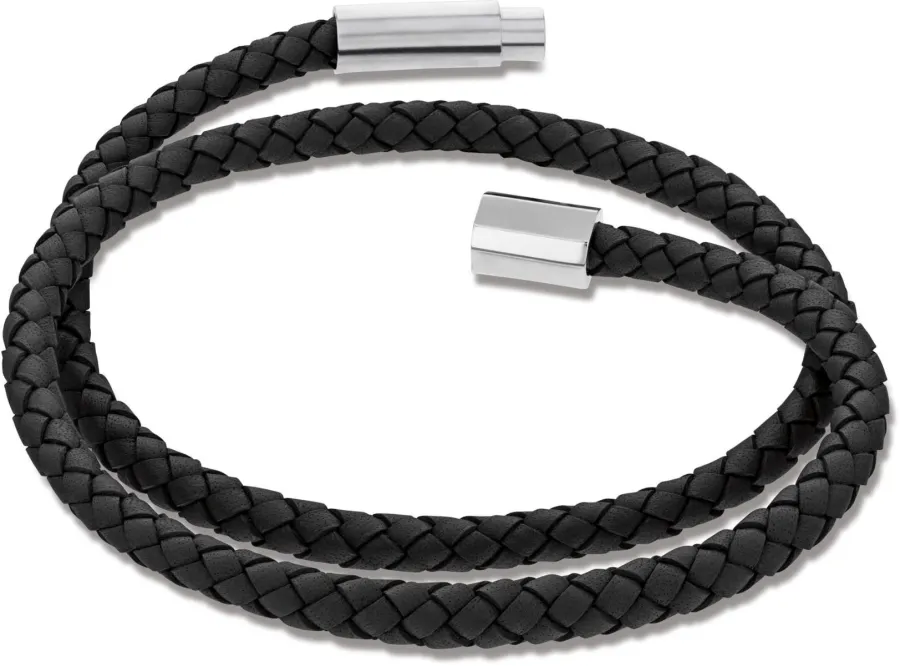 Bransoletka męska Calvin Klein Industrial Facets 35100042 skóra czarna – detal