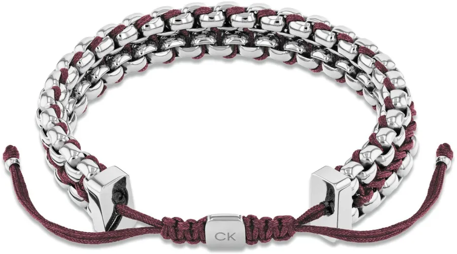 Bransoletka męska Calvin Klein CK Fused 35100041 stal i nylon bordowy – detal zapięcia