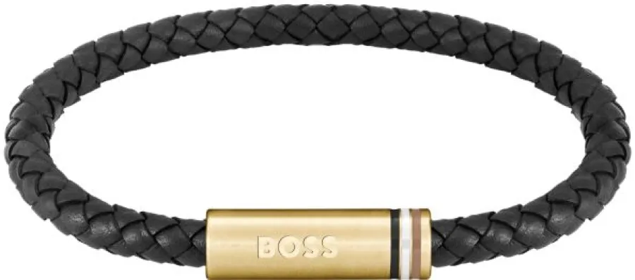 Bransoletka męska BOSS Ares Single 1580624 z czarnej skóry naturalnej
