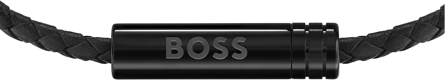 Bransoletka BOSS Ares Air 1580875 czarna – zapięcie z sygnaturą BOSS