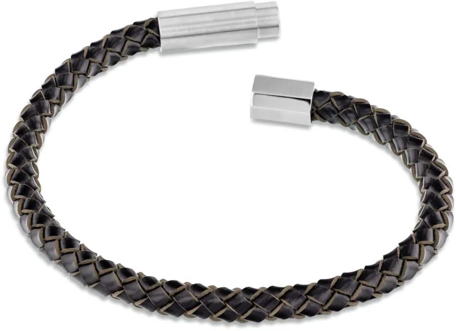 Bransoletka męska Calvin Klein Industrial Facets 35100047 skóra czarna – detal