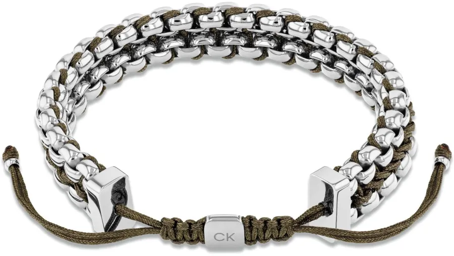 Bransoletka męska Calvin Klein CK Fused 35100039 stal i nylon zielony – detal zapięcia