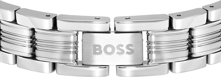 Bransoletka BOSS Emblem 1580885 stalowa – detal emblematu BOSS