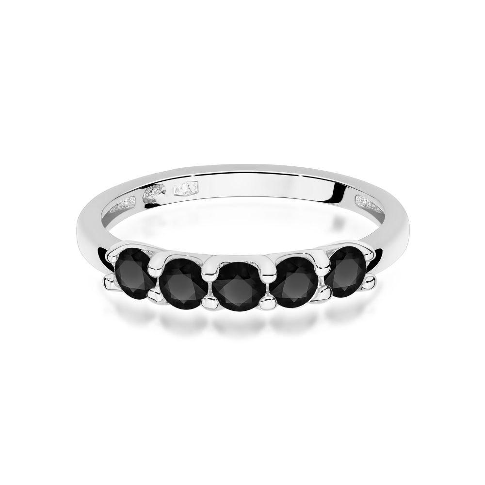 Pierścionek z czarnymi brylantami 0,60 ct, białe złoto 585