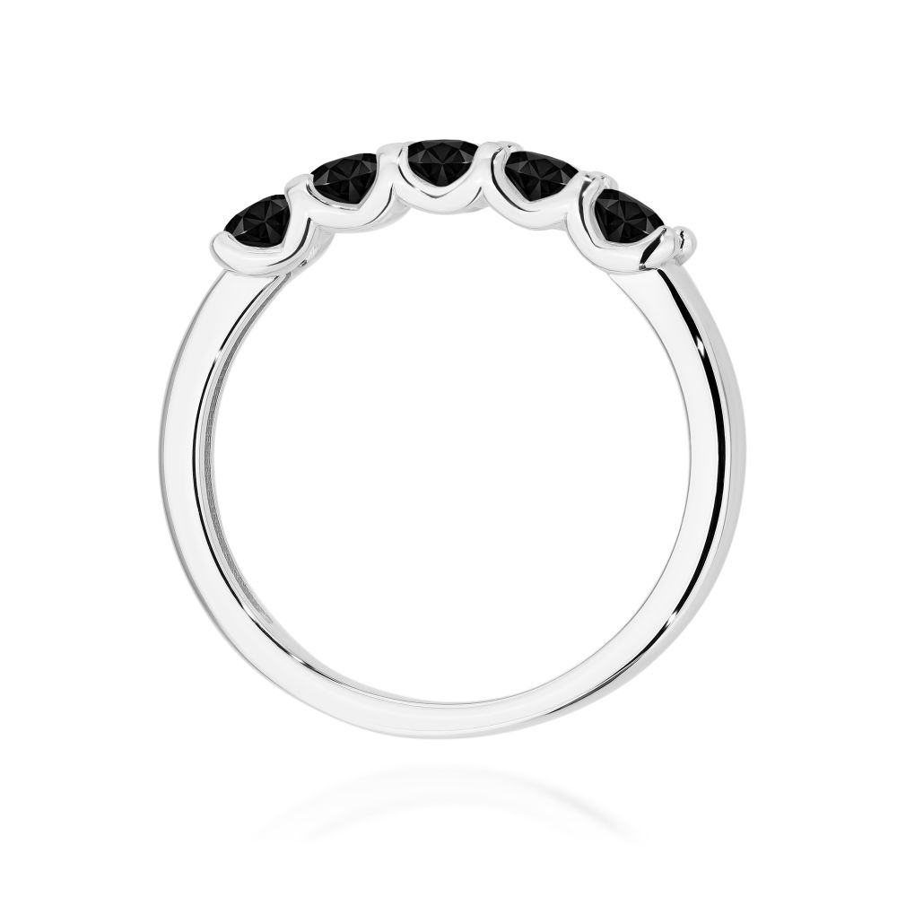 Pierścionek z czarnymi brylantami 0,60 ct, białe złoto 585