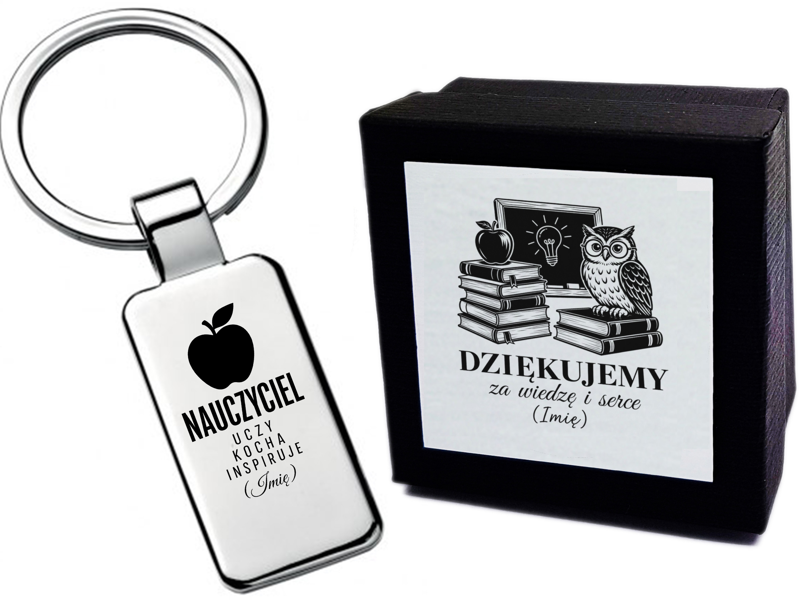 Brelok z grawerem Nauczyciel – Uczy, kocha, inspiruje – prezent dla profesjonalisty