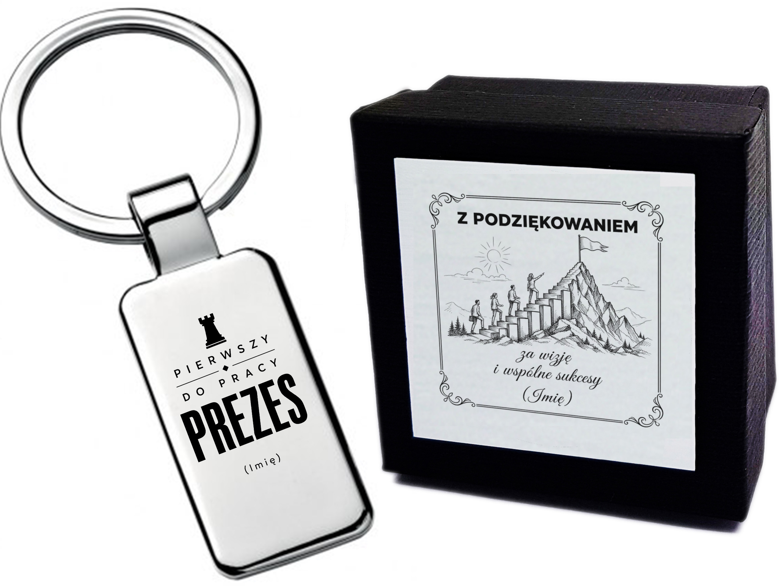 Brelok z grawerem Prezes – Pierwszy do pracy – prezent dla profesjonalisty