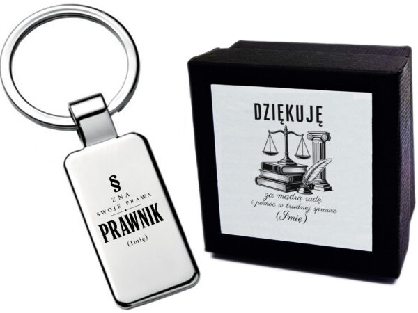 Brelok z grawerem Prawnik – Zna swoje prawa – prezent dla profesjonalisty