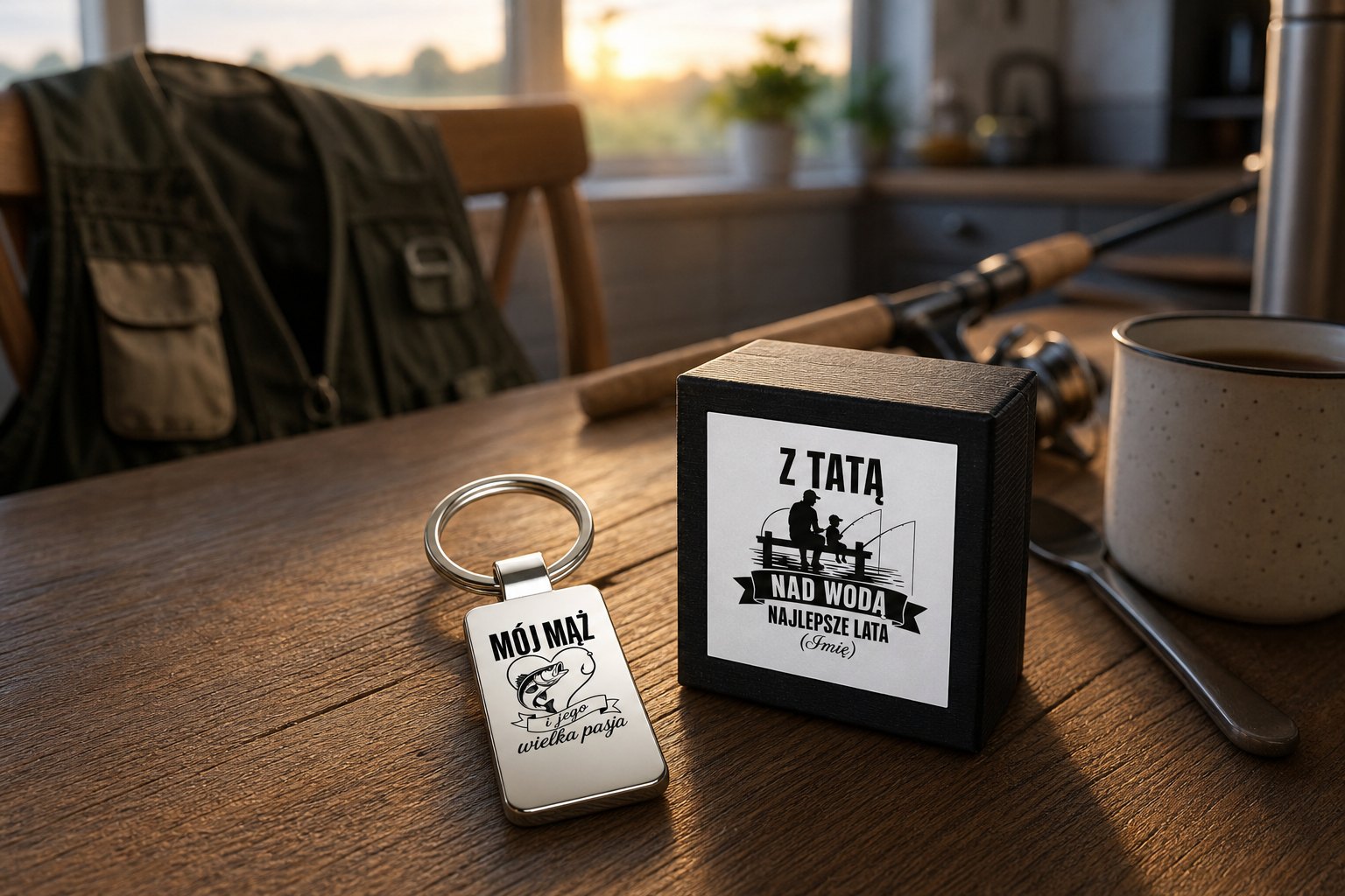 Brelok z grawerem z grawerem z etui – zdjęcie lifestyle nad wodą