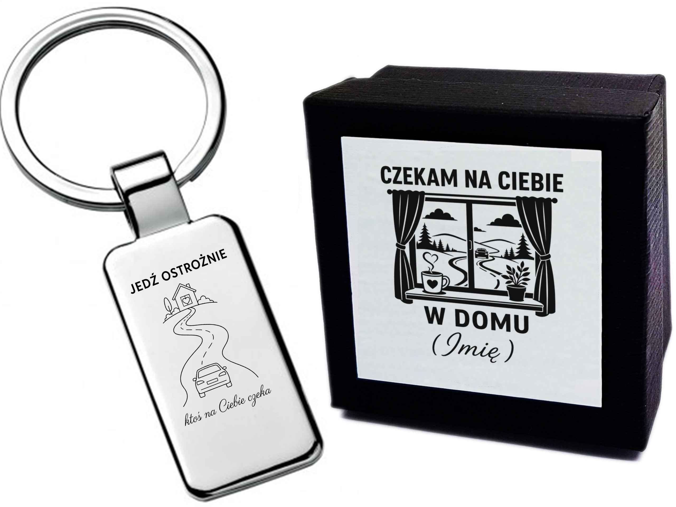 Brelok z grawerem Jedź ostrożnie, ktoś na Ciebie czeka – prezent dla kierowcy