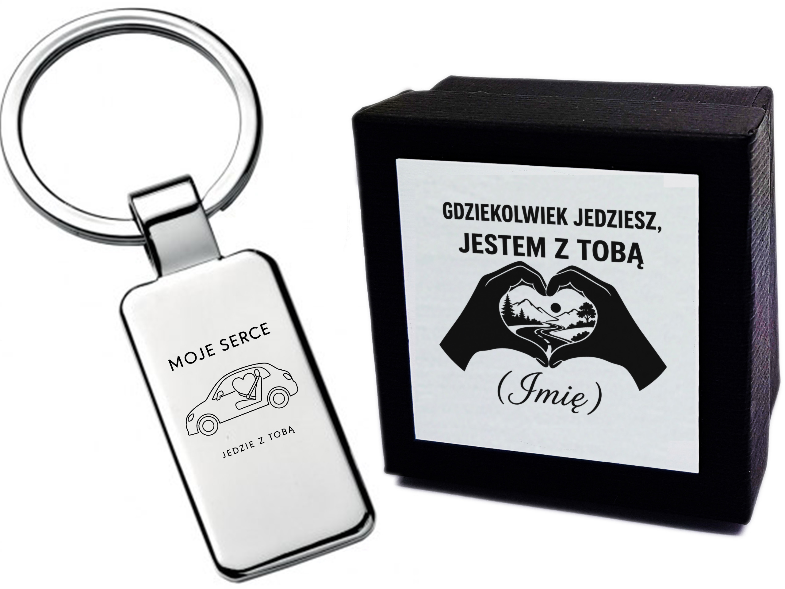 Brelok z grawerem Moje serce jedzie z Tobą – prezent dla kierowcy