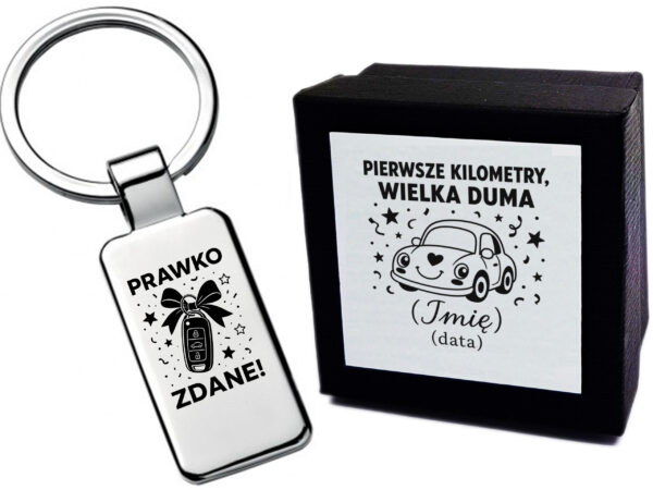 Brelok z grawerem Prawko zdane! – prezent dla kierowcy