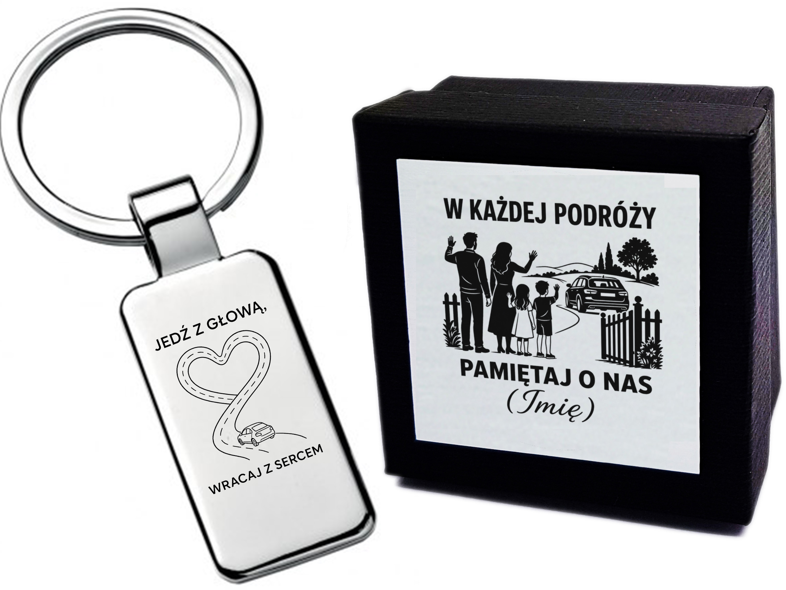 Brelok z grawerem Jedź z głową, wracaj z sercem – prezent dla kierowcy