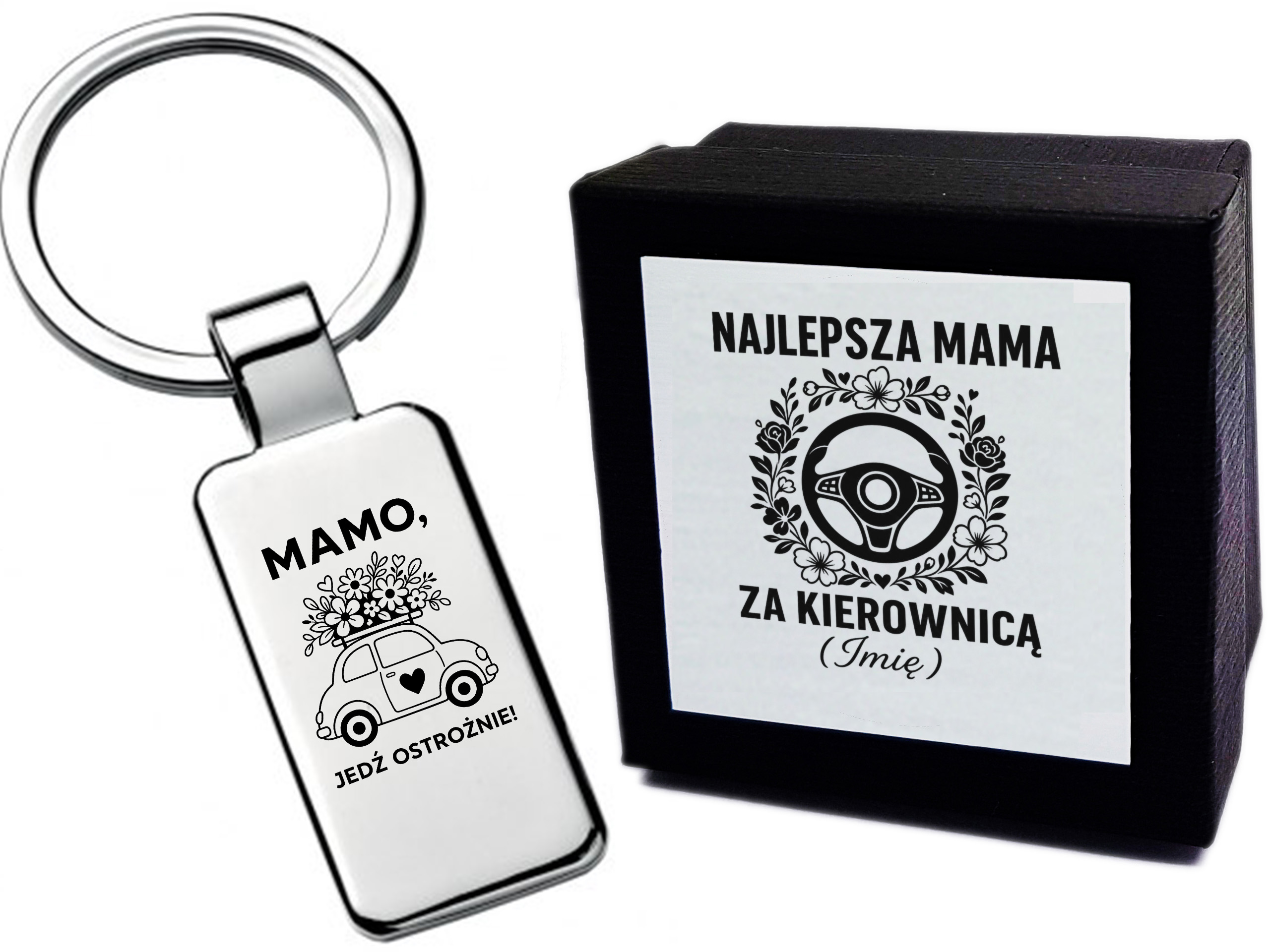 Brelok z grawerem Mamo, jedź ostrożnie! – prezent dla kierowcy