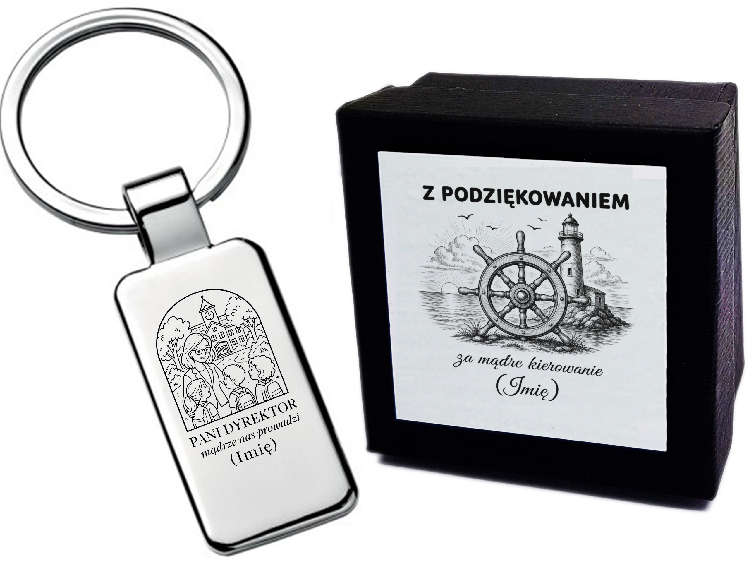 Brelok z grawerem Pani Dyrektor – mądrze nas prowadzi – prezent dla profesjonalisty